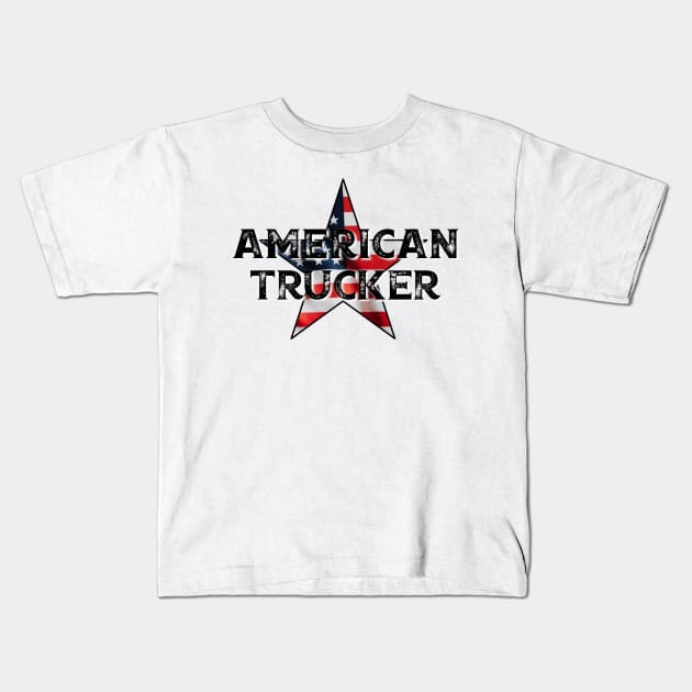 American Trucker - Blue Collar Worker Kids T-Shirt by BlackGrain